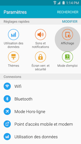 Galaxy S6: Luminosité de l’écran (SM-G920W)