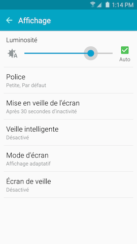Galaxy S6: Luminosité de l’écran (SM-G920W)