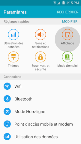 Galaxy S6: Luminosité de l’écran (SM-G920W)