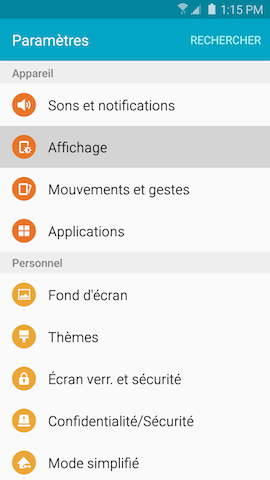 Galaxy S6: Luminosité de l’écran (SM-G920W)