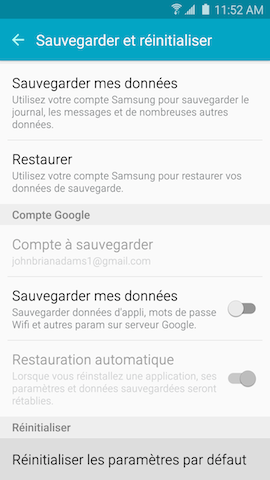 Galaxy S6 edge: Effacer toutes les données personnelles (SM-G925W)