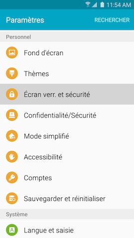 Galaxy S6 edge: Effacer toutes les données personnelles (SM-G925W)