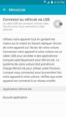 Android 5.0.2 | Comment utiliser MirrorLink pour connecter mon Galaxy S6 à mon véhicule ?