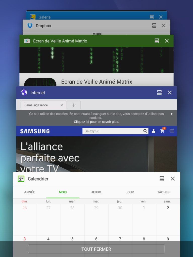 Galaxy Tab A: Mode multitâches (SM-T350)