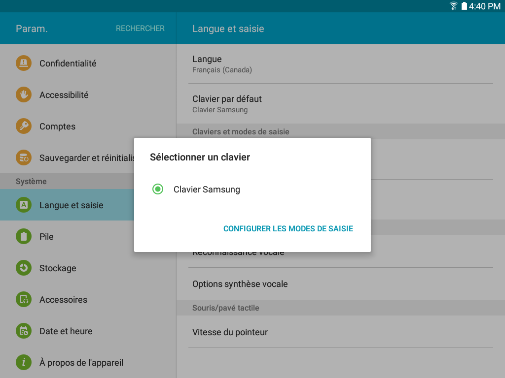 Galaxy Tab A: Changer la langue d'affichage (SM-T350)