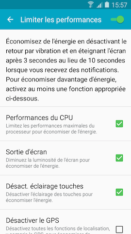 Galaxy S5 (Lollipop): Gérer l’autonomie de la pile (SM-G900W)