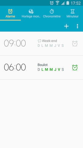 Galaxy S5 (Lollipop): Alarme de réveil (SM-G900W)
