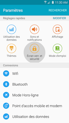 Comment modifier le type de verrouillage de l ecran de mon Samsung Galaxy S6
