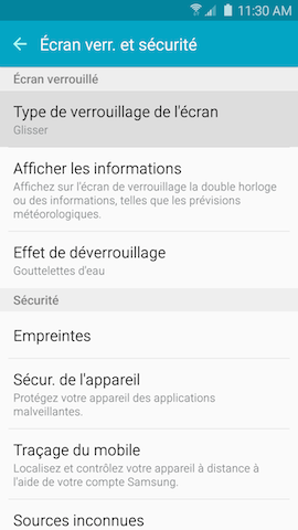 Comment modifier le type de verrouillage de l ecran de mon Samsung Galaxy S6