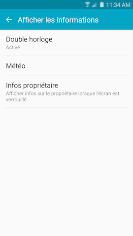 Options disponibles pour les différents types de verrouillage