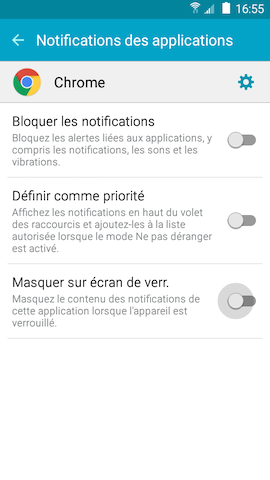 Grand Prime: Masquer des notifications sur l'écran de verrouillage (SM-G530W)