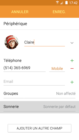 Grand Prime: Attribuer une sonnerie personnalisée à un contact (SM-G530W)
