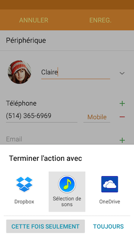 Grand Prime: Attribuer une sonnerie personnalisée à un contact (SM-G530W)