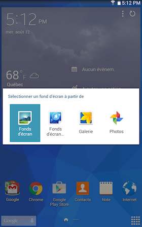 Galaxy Tab 4 8.0: Comment changer le fond d’écran?