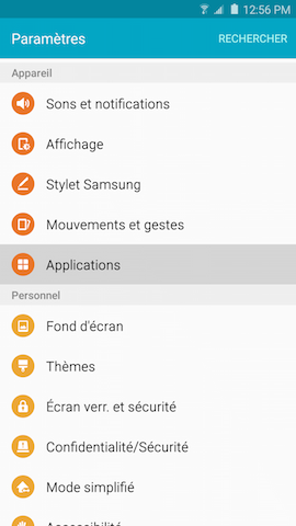 Galaxy Note5: Vder le cache ou effacer les données d'uneapplication (SM-N920W)