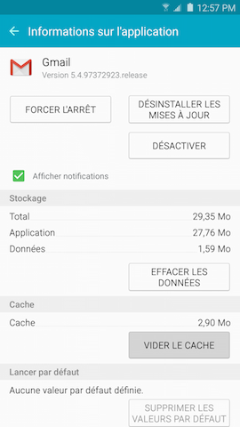 Galaxy Note5: Vder le cache ou effacer les données d'uneapplication (SM-N920W)