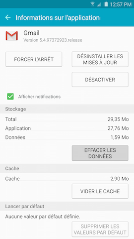 Galaxy Note5: Vder le cache ou effacer les données d'uneapplication (SM-N920W)