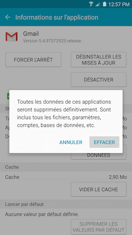 Galaxy Note5: Vder le cache ou effacer les données d'uneapplication (SM-N920W)