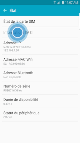 Galaxy S6 edge+: Numéro de série et code IEMI (SM-G928W)