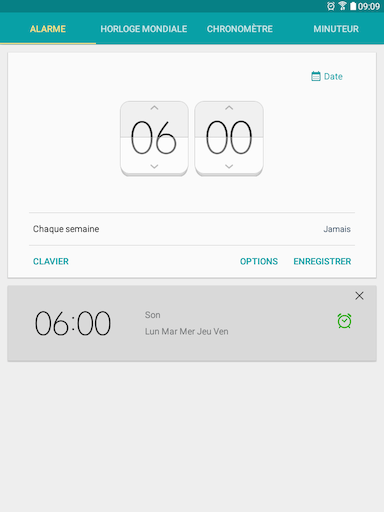 Galaxy Tab A: Alarme de réveil (SM-T350)
