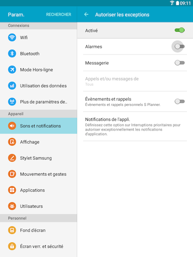 Galaxy Tab A: Alarme de réveil (SM-T350)