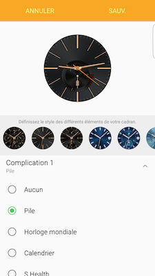 Touchez cette option et sélectionnez les éléments que vous voulez ajouter à votre cadran