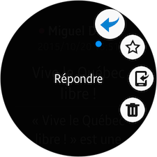 L'icône Options supplémentaires permet de répondre au courriel, le définir comme favori, l'afficher ou le supprimer