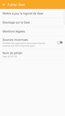 Touchez Mettre à jour le logiciel de Gear