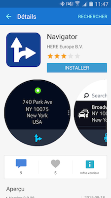 Gear S2: Utiliser l'application cartes et le système de navigation GPS (SM-R720)
