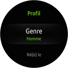Mettez a jour votre profil Gear en touchant les differents champs disponibles