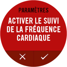 Touchez l'icone Accepter pour activer le suivi de la frequence cardiaque