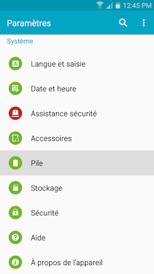 Galaxy A5: Gérer l'autonomie de la batterie (SM-A500W)
