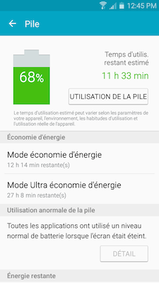 Galaxy A5: Gérer l'autonomie de la batterie (SM-A500W)
