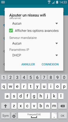 Si le réseau que vous voulez rejoindre est sécurisé, il vous sera aussi demandé de saisir le mot de passe correspondant.