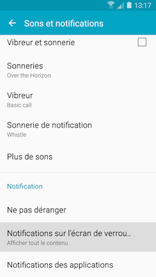 Galaxy A5: Notifications sur l'écran de verrouillage (SM-A500W)