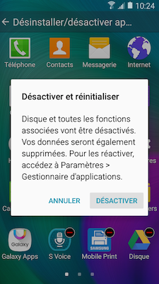 Galaxy A5: Désinstaller ou désactiver des applications (SM-A500W)