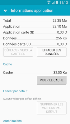 Galaxy A5: Vider le cache ou effacer les données d'une application (SM-A500W)