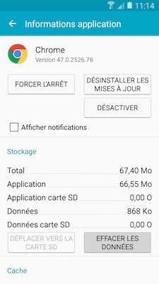 Galaxy A5: Vider le cache ou effacer les données d'une application (SM-A500W)