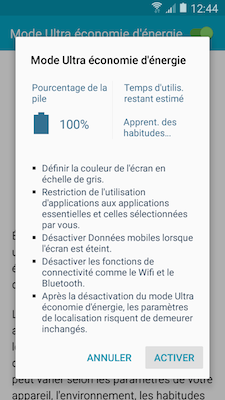 Lisez attentivement les informations fournies et touchez activer
