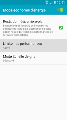Cochez la case Restr. donnees arriere plan pour reduire l utilisation des donnees d arriere plan et economiser le plus d energie possible