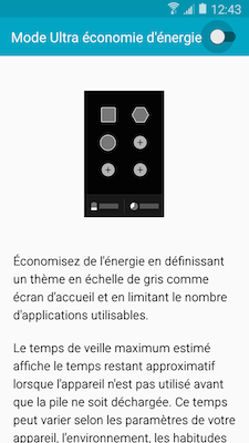 Touchez le bouton coulissant pour activer le Mode Ultra economie d energie