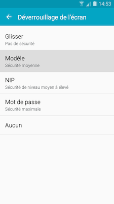 Galaxy A5: Type de verrouillage « Modèle » (SM-A500W)