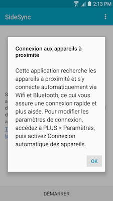Lisez attentivement les informations concernant la connexion aux appareils à proximité et touchez « OK »