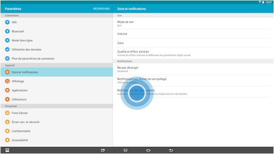 Touchez Notifications des applications