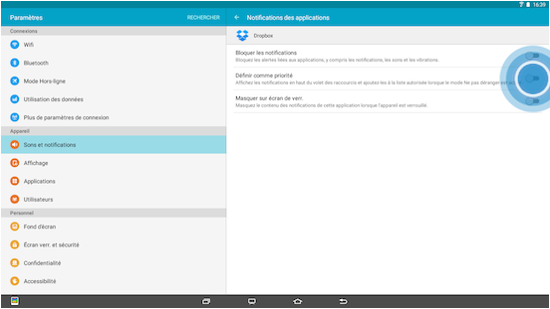 Touchez le bouton coulissant pour activer la fonction Définir comme priorité