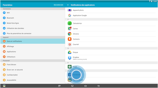 Bloquer les notifications d'une application