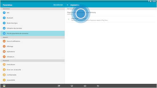 Galaxy View: Imprimer un document (SM-T670)