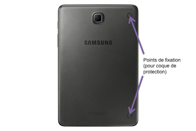 Galaxy Tab A: Présentation des boutons et connecteurs externes (SM-T350)