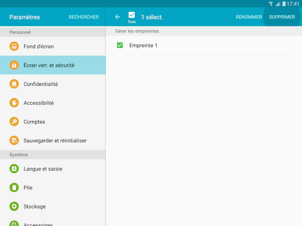 Supprimer empreinte 5