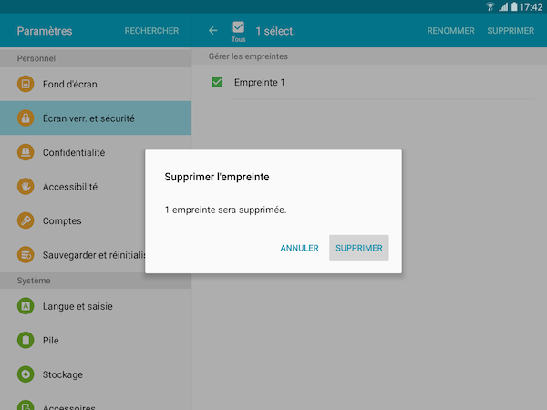Supprimer empreinte 6